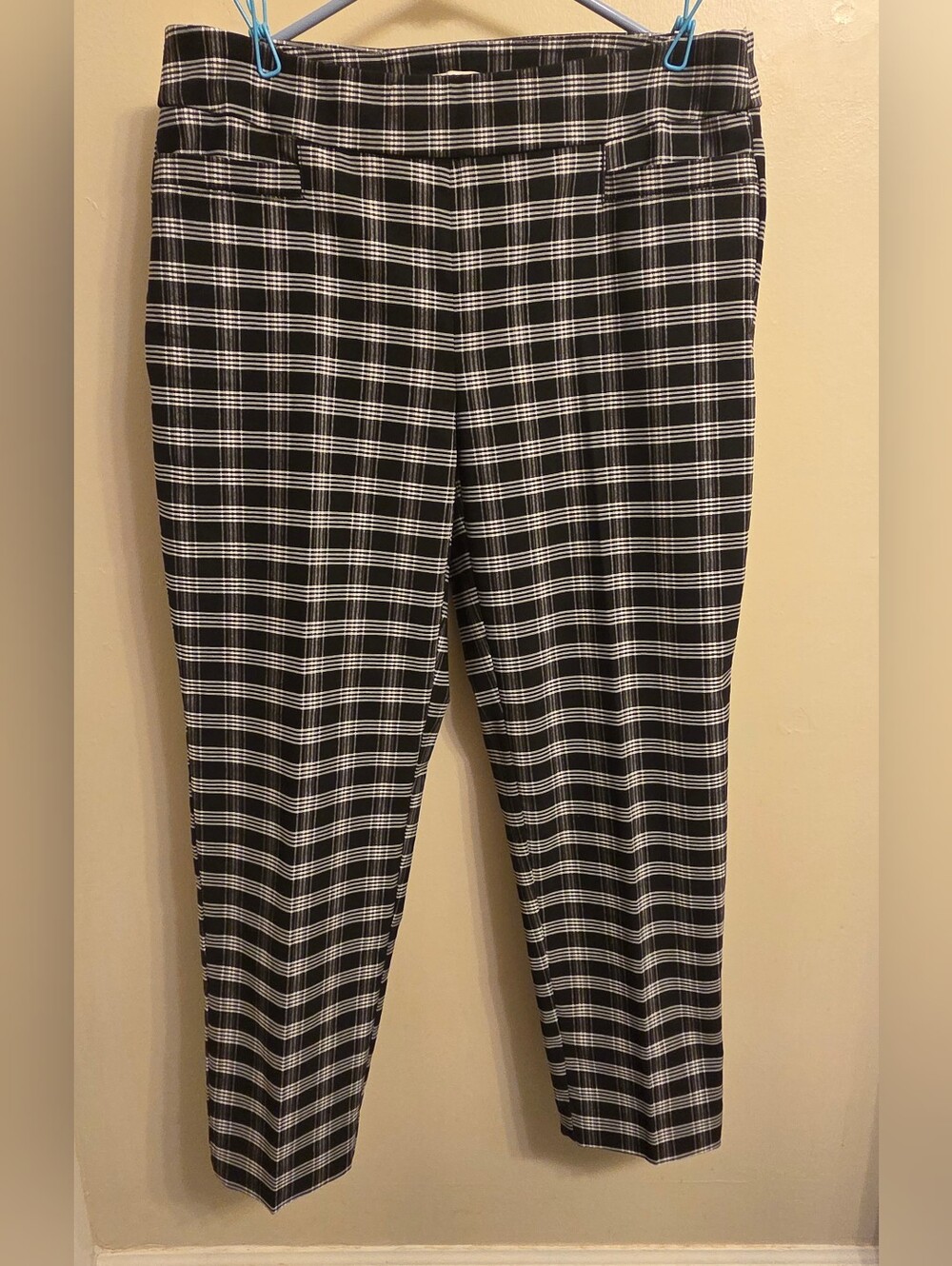Zac & Rachel Black White Preppy Dark Academia Plaid Ankle Pants 10 Office Chic